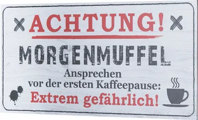 Produktbild von Wandbild 40x20cm Morgenmuffel Spruch Danger Deko Wandschild Wanddeko Bild Schild
