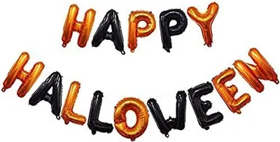 Obrázok produktu pre Sada balónov na Halloween, balóniky na párty s motívom Halloween, 16-palcové balóniky s nápisom "Veselé Halloween", hliníkové balóniky, dekorácie na párty s motívom Halloween