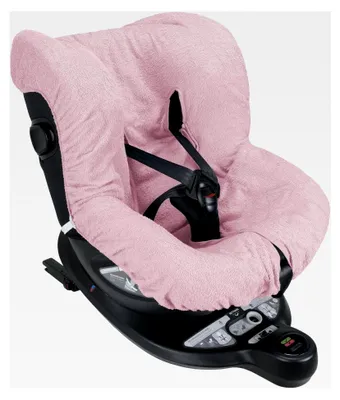 Produktbild von Babysanity® Universeller Autositzbezug 0/18 aus 100% Baumwollfrottee – Waschbarer Bezug mit Gurtöffnungen – Rosa
