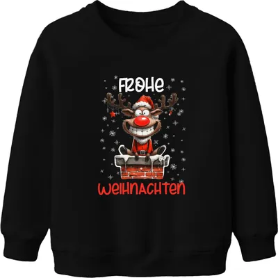 Obrázek produktu pro Merry Christmas funny elk deer reindeer - Christmas Xmas Christmas uni dětský svetr, černý, 104 ks
