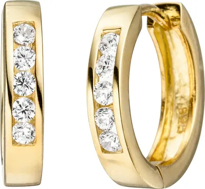 Produktbild von JOBO Creolen 925 Sterling Silber gold vergoldet 10 Zirkonia Ohrringe