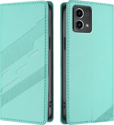 Produktbild von Hülle für Motorola Moto G Stylus 5G 2024, Kunstleder Brieftaschen Handyhülle mit Kartenfach und Standfunktion Türkis