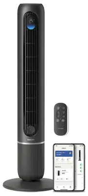 Produktbild von Philips Smarter Turmventilator 7000 Series, Haushaltsturmventilator, Schwarz, Flur, 22 dB, 80°, AC