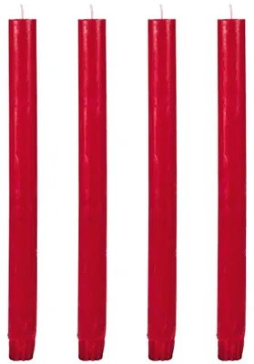 Produktbild von Stab-Kerzen 4er Set hochwertige Tafelkerzen Ø 2,3 x 27 cm rot