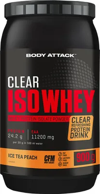 Produktbild von Body Attack Clear Iso Whey – 900 g Ice Tea Peach