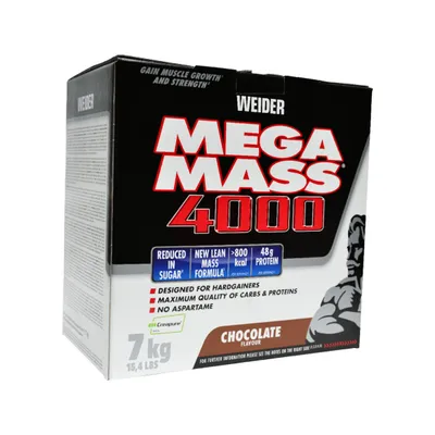 A product box for Weider Mega Mass 4000.