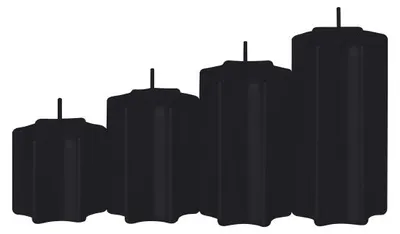 Produktbild von 4er Set Sternkerzen abgestuft Schwarz Ø 60 mm