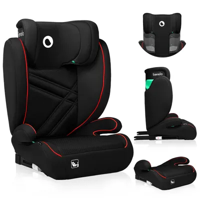 Produktbild von Lionelo Hugo I-Size Autokindersitz ab 4 - 12 Jahre, ab 15 kg - 36 kg, i-Size ISOFIX oder Autogurte- Sporty Schwarz Rot