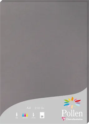 Produktbild von Clairefontaine Papier A4 Pollen 210g d-grau 25Bl