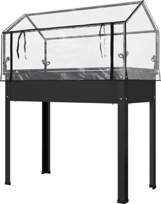 Obrázek produktu pro Vyvýšený záhon s krytem na skleník, 100x48x124 cm, černý