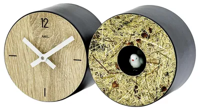 Produktbild von AMS T1312 Tischuhr mit Quarzwerk, Holzgehäuse und Kuckucksruf