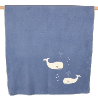 Produktbild von David Fussenegger Kinderdecke Maja 'Wale' 100 x 150 cm Mittelblau