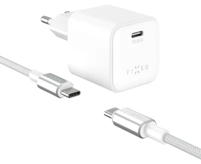 Immagine prodotto di Caricabatterie GaN USB-C con PD 3.0 e PPS, 65 W, Fixed Mini, con cavo USB-C da 2 m, bianco