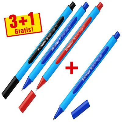 Produktbild von 3 + 1 GRATIS: Schneider Kugelschreiber Slider Edge blauSchreibfarbe farbsortiert, 3 St. + GRATIS 1 St.