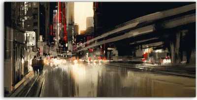 Produktbild von Coloray Spritzschutz aus Glas 100x50  Wandkunst Küchenrückwand Kunstdruck moderne Stadt Straße Autos