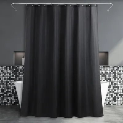 Immagine prodotto di Tenda da doccia nera, stile lino, 183 x 183 cm - Impermeabile e lavabile, con texture