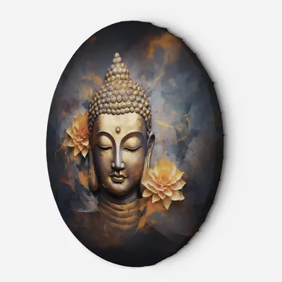 Produktbild von Leinwandbild rund Goldener Buddha Abstraktion 40x40 Feeby Orange bild für die wand bereit zum aufhängen