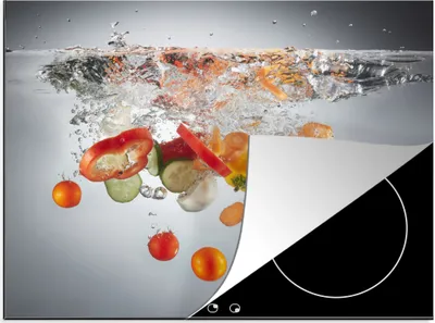 Produktbild von KitchenYeah© Herdabdeckplatte Gemüse - Wasser - Gurke , 59x52cm, Küche Deko, Glaskeramikkochfeld Herdabdeckung, Abdeckplatte fùr Kochfeld