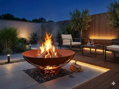 Produktbild von Feuerschale Doha in Rostoptik 62 cm Garten Grill Outdoor Feuerstelle Feuerkorb