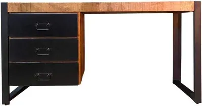 Productafbeelding van Famanu bureau met drie lades - mangohout, 145 x 58 x 74 cm