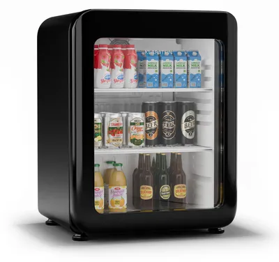 Produktbild von Klarstein Audrey Evo Getränkekühlschrank Mit Glastür - 68L, Retro-Design, LED-Beleuchtung, Doppelt Verglaste Tür, 0-10 °C, , Verstellbare Füße, Schwarz