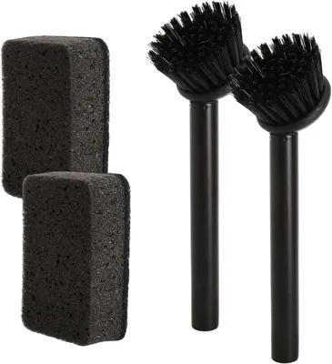 Produktbild von Spülbürstenset 2-teilig, Edelstahlgriff, schwarz, mit 2 Topfkratzern, für Küche