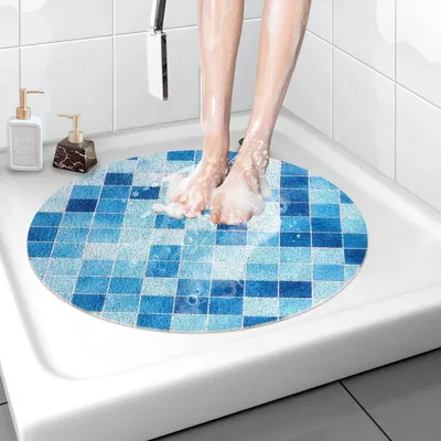 Obrázok produktu pre Protisklzová podložka pod sprchu, 60 x 60 cm, PVC, s odvodňovacími otvormi, rýchlo schnúca