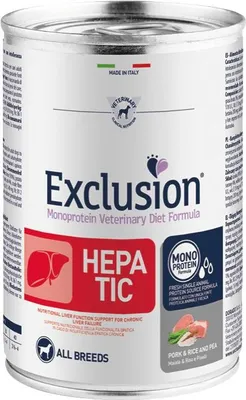 Produktbild von Exclusion Hepatic Schwein, Reis & Erbse 400 g