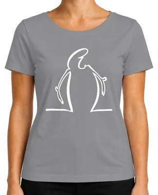 Imagen del producto de Camiseta para mujer, diseño "Linea Balum Strichmännchen" de Osvaldo Cavandoli, estilo cómic, color gris, talla S