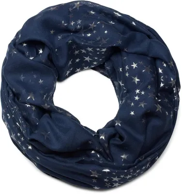 Productafbeelding van styleBREAKER Dames sjaal met metallic sterrenprint | Glanzende buisvormige sjaal, ongeveer 89 x 75 cm | Lichte, ronde sjaal voor lente en herfst