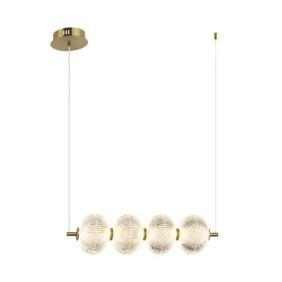 Zdjęcie produktu dla Lampa wisząca dekoracyjna do jadalni nad stół mosiężna poziome ozdobne szklane klosze ciepła barwa LED 19W LAZIE Italux
