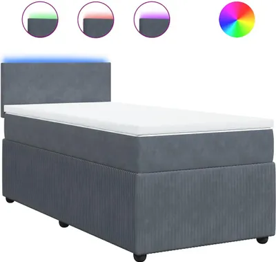 Produktbild von vidaXL Boxspringbett mit Matratze Dunkelgrau 100x200 cm Samt