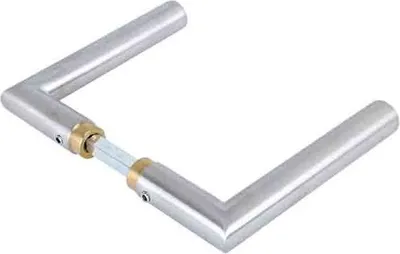 Image de Alberts 834051 Paire de béquilles de porte, droite en forme de L, inox, longueur de la béquille 130 mm, distance entre les béquilles 60 mm