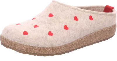 Obrázok produktu pre Haflinger dámske papuče z panenskej vlny s výšivkou srdca Grizzly Cuoricini 741031, veľkosť:42 EU, farba:Beige