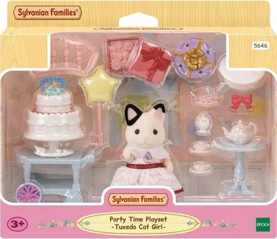 Obrázek produktu pro Sylvanian Families miniaturní figurka, dvoubarevná kočička, narozeninová oslava, 25 doplňků