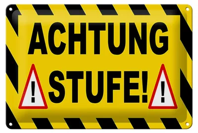 Produktbild von Blechschild Hinweis 30x20cm Achtung Stufe Ausrufezeichen