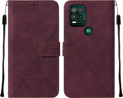 Produktbild von Moto G Stylus 5G 2021 Hülle, Schlank Prägung Flip Leder Kartenfächer Schutzhülle mit Ständer für Motorola Moto G Stylus 5G 2021 Rot