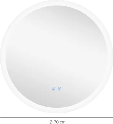 Produktbild von kleankin Badspiegel mit Beleuchtung, Ø70 cm Wandspiegel mit 3 Lichtfarben, IP44 Lichtspiegel mit Touch-Schalter, Memory-Funktion, Badezimmerspiegel mit Anti-Beschlag