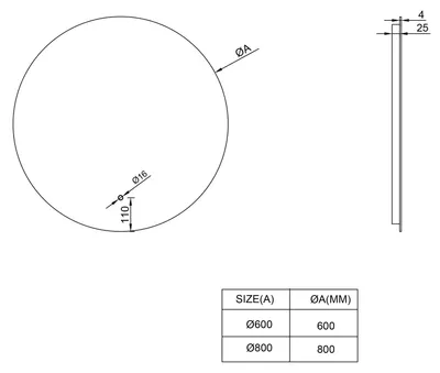 Produktbild von LED Spiegel Ø 60/80/100 cm mit Spiegelheizung Warm-/Kaltlichteinstellung Badspiegel, Größe:60 cm