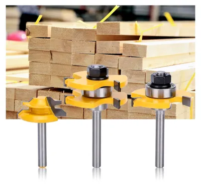 Produktbild von 3-teiliges Holmfräser-Set 45° – Holzbearbeitungs-Fräswerkzeug für Sauberes Holzschneiden – Geeignet für Holzbearbeitung, Kanten, Trimmen, Nuten