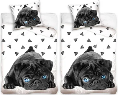 Produktbild von Mops Welpe Hund - Partner-Bettwäsche Doppelbett, 135x200 & 80x80