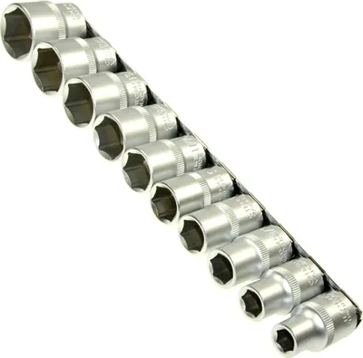 Produktbild von 10 x Steckschlüssel-Einsätze Nuss mit ZOLL SAE  1/2"-Antrieb auf Steckleiste