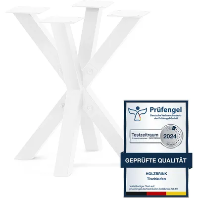 Produktbild von HOLZBRINK Tischbeine aus Metall, Tischgestell für Beistelltisch Computertisch Gartentisch, 40x40x43 cm (LxBxH), Weiss, 1 Stück