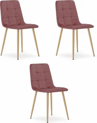 Produktbild von Stuhl KARA – rosa Samt / Beine in Holzoptik x 3