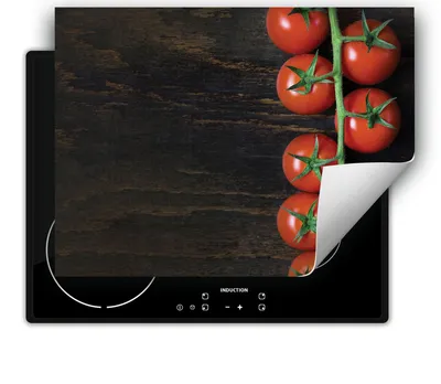 Produktbild von DarHaus Herdabdeckplatte 70x52 cm Anti Rutsch Matte Aufrollbar, Tomaten - Holz