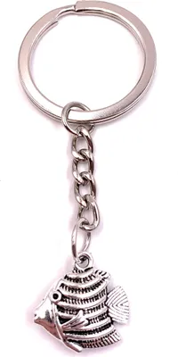 Produktbild von Onwomania Schlüsselanhänger Rif Fisch Zierfisch Aquarium Silber Metall Anhänger Charm