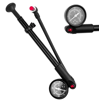 Imagen del producto de Bomba de bicicleta portátil con manómetro, máxima presión de 300 psi, mini, para horquilla y neumáticos de bicicleta de montaña (MTB)