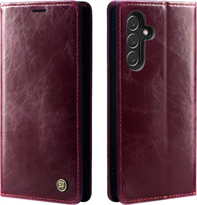 Produktbild von Handyhülle für Samsung Galaxy A35 5G Kunstleder Flip Vintage Cover Hülle RFID Schutz Case Kartenfach Farbe: Weinrot