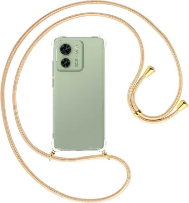 Produktbild von Handykette Backcover-Schutzhülle mit Band (Metall goldfarben) für Motorola Edge 40 5G (6.55'') - Goldkordel