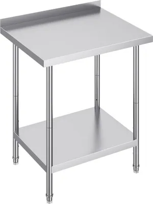Image de Table de travail professionnelle - Table de cuisine pour la préparation des aliments - 610x762 mm - Plan de travail robuste en inox - Parfait pour la restauration et le catering